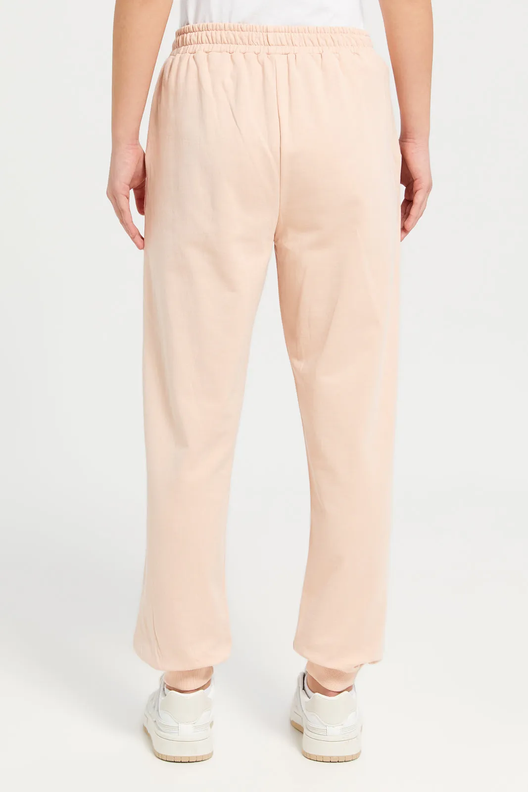 Senior Girls Beige Cut And Sew Track Pants