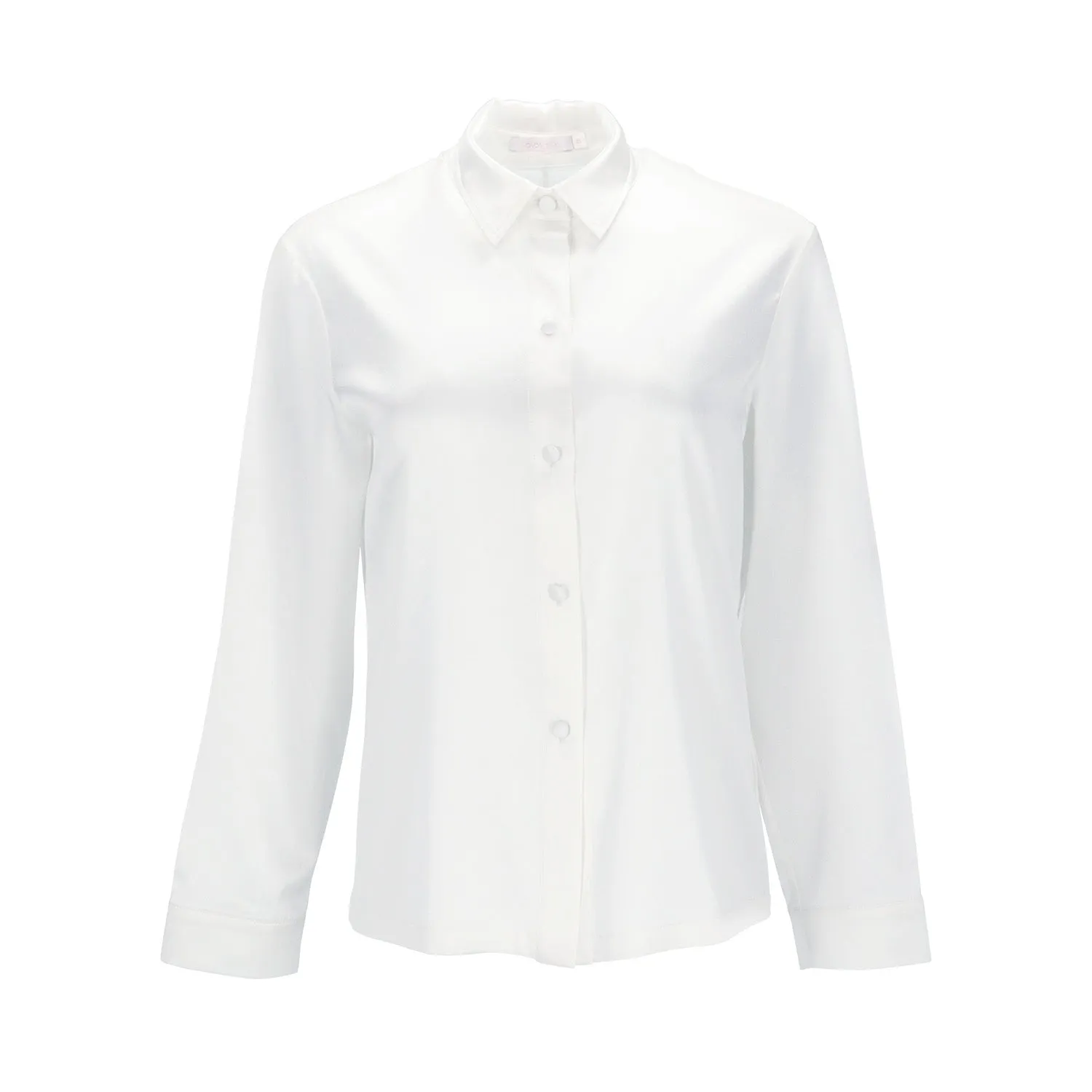 Silk Button Down Shirt 'Fortune Tyche' in Milk White