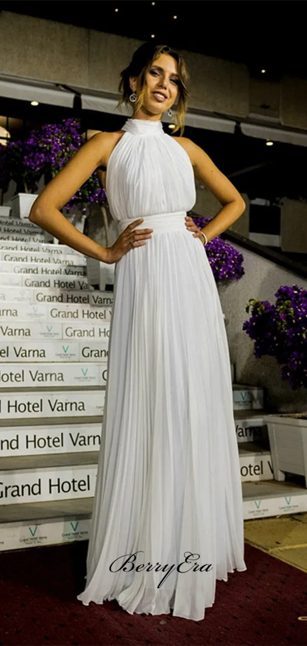 Simple Design Chiffon Wedding Dresses, Halter Wedding Dresses, Cheap Wedding Dresses