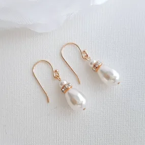 Simple Drop Earrings in Rose Gold for Weddings- June