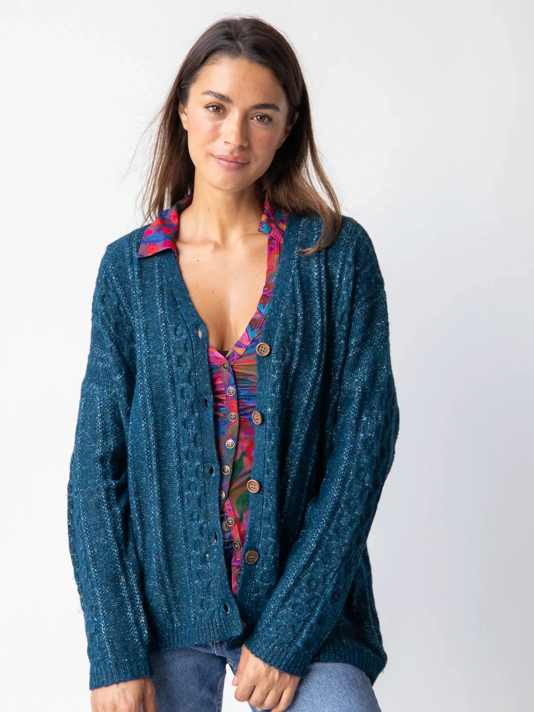 So Soft Grandpa Cardigan - Dark Teal