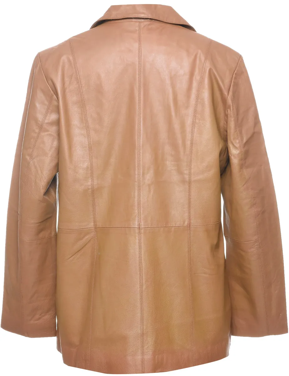 Tan Classic Leather Jacket - L