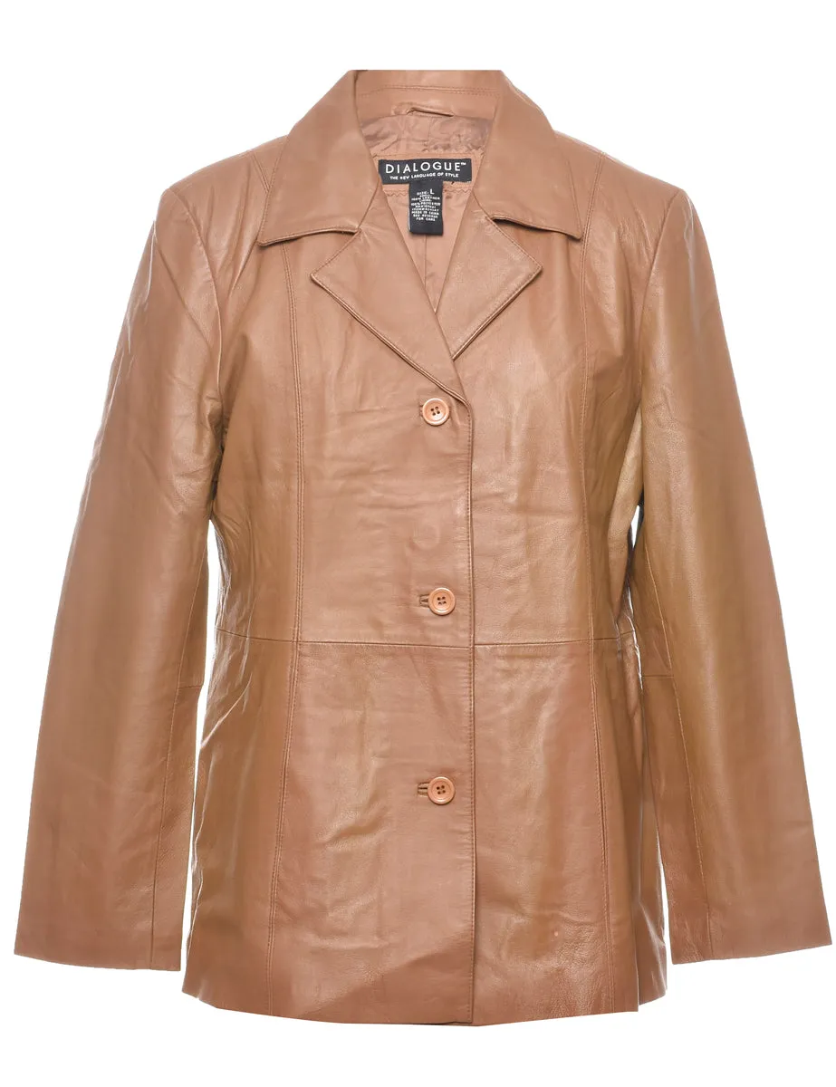 Tan Classic Leather Jacket - L