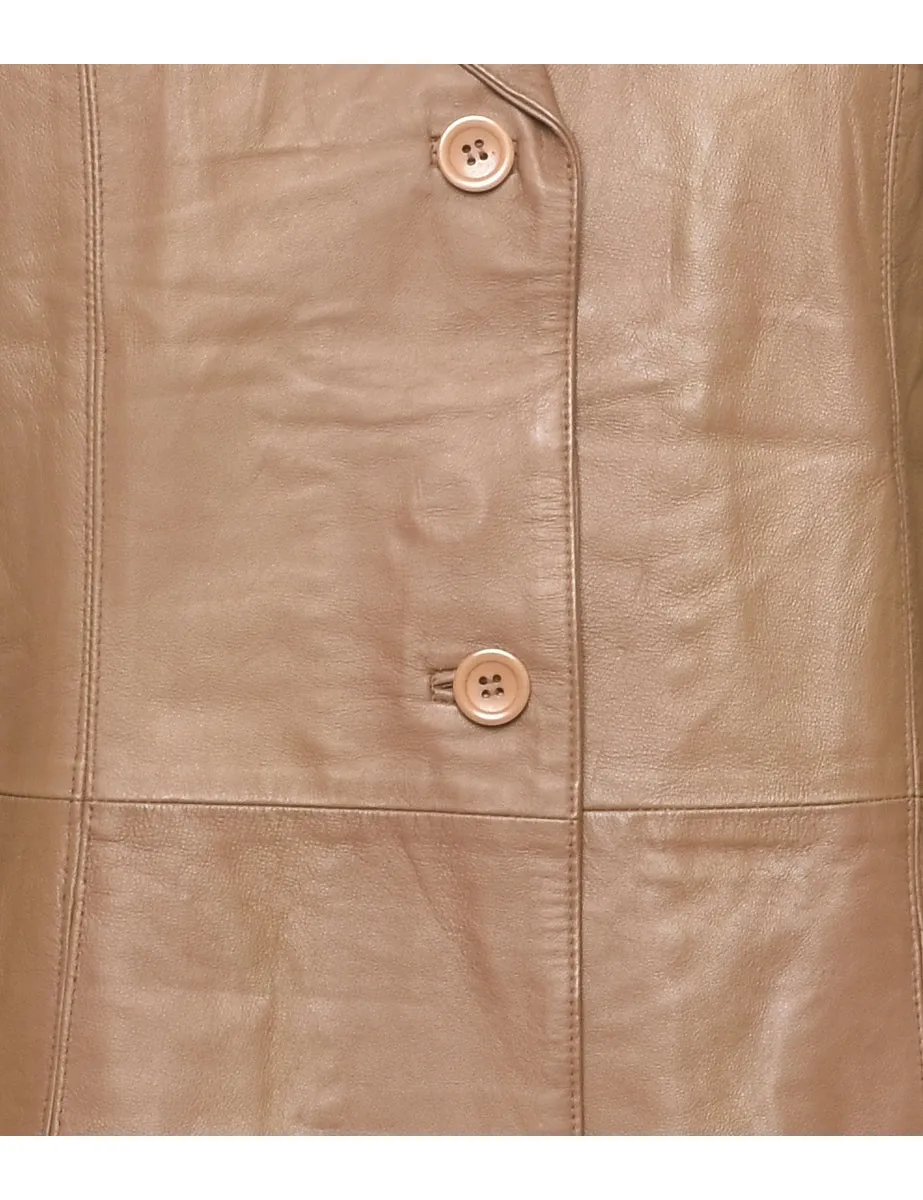 Tan Classic Leather Jacket - L