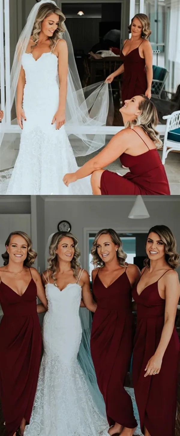 V-neck Popular Bridesmaid Dresses, Simple 2020 Bridesmaid Dresses