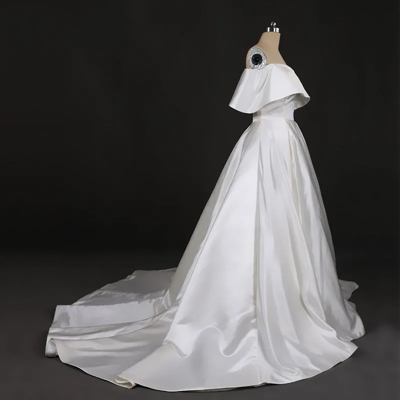 Vintage Simple Style Satin Ivory Wedding Dresses Bridal Dresses