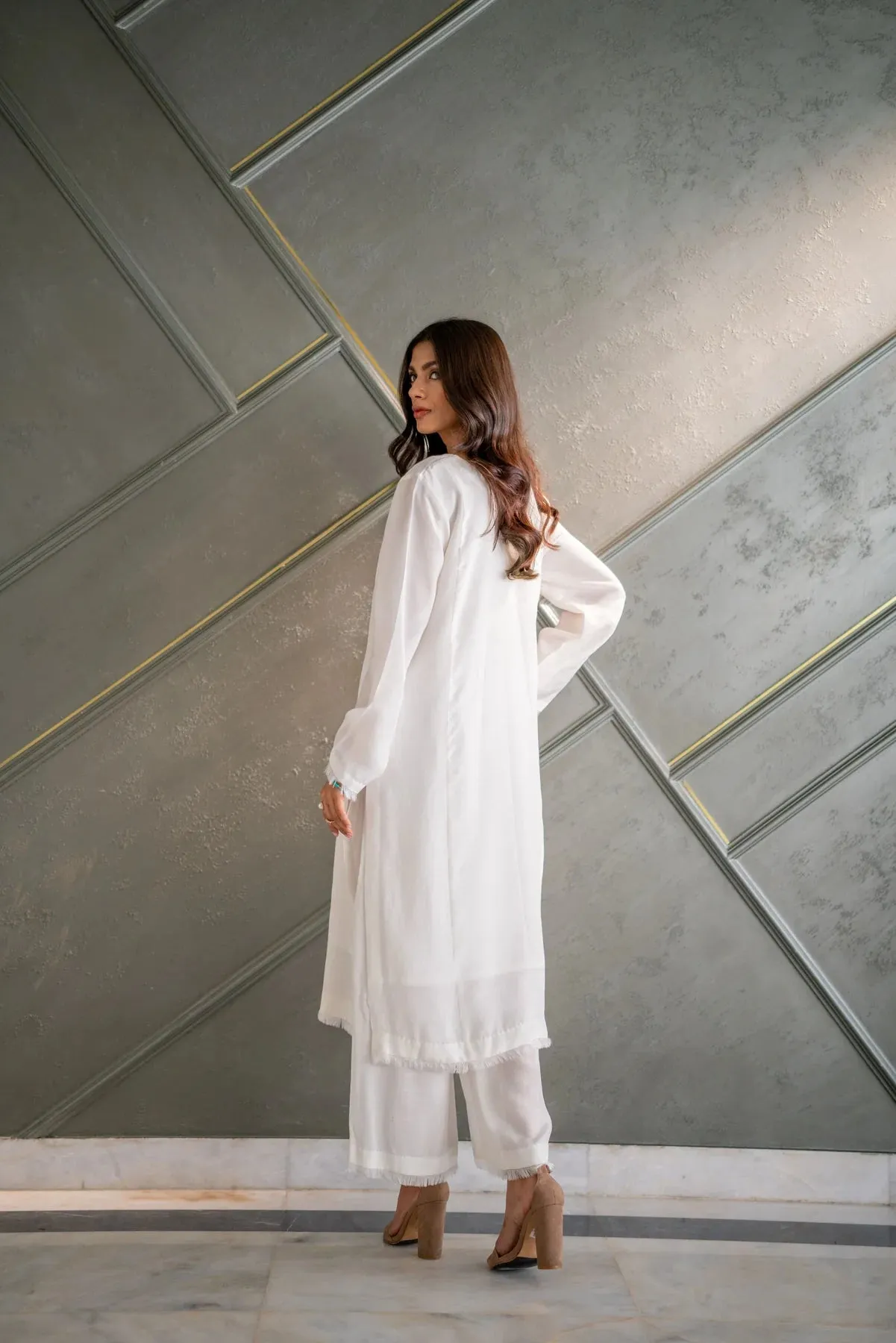 White Kurta With Pants