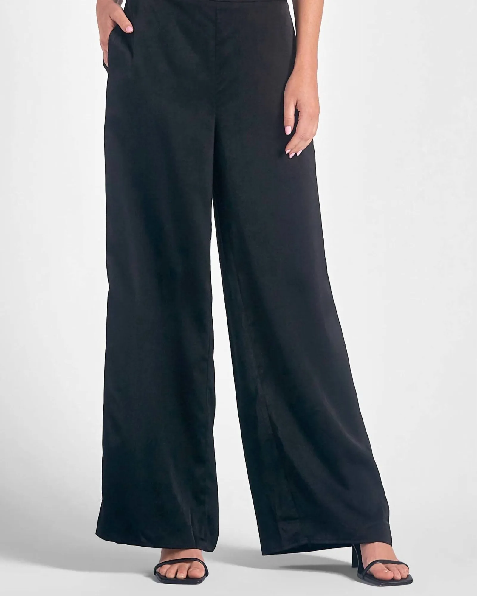 Wide Leg Elastic Pant In Black | Black