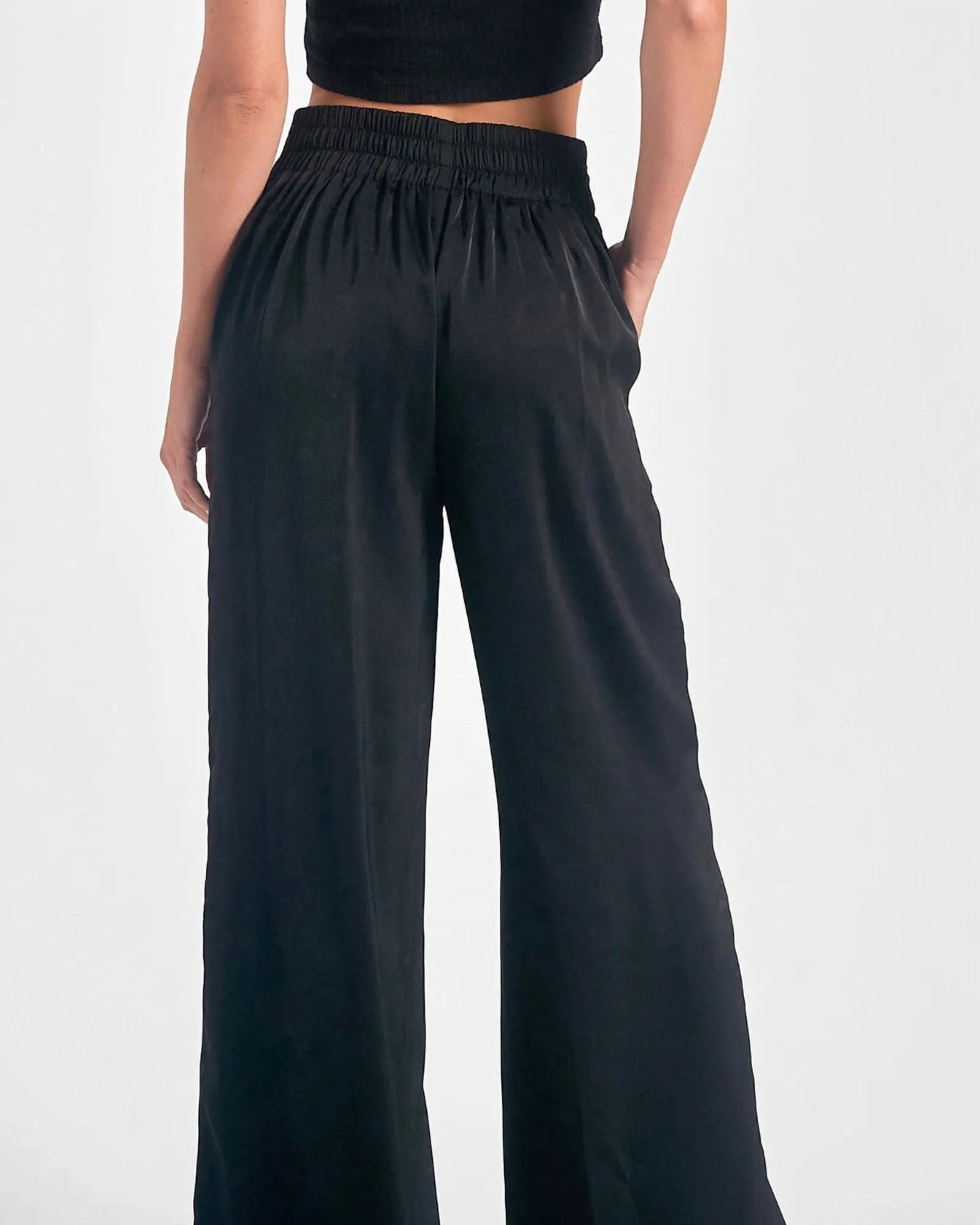 Wide Leg Elastic Pant In Black | Black